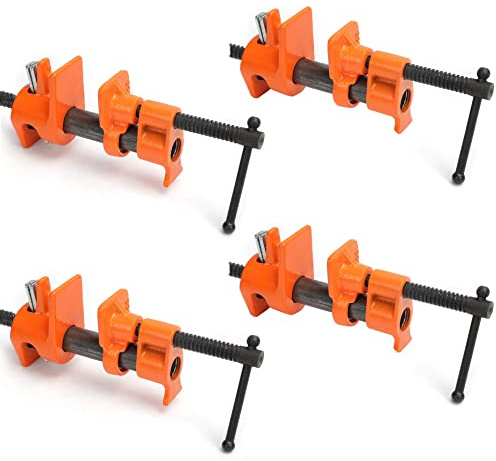 Y&Y Decor 4 Pack 1/2 Pipe Clamps for Wood Gluing, Heavy Duty Cast Iron, Professional Woodworking Tools