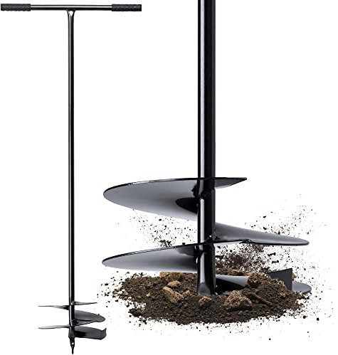 KADAX Taladro de mano de metal, taladro de tierra, taladro de tierra, taladro de estaca, broca para planta, taladro de poste para jardín, plantas, taladro de mano, taladro en espiral, taladro de