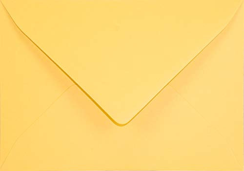 Netuno 25 Briefumschläge Sonnen-Gelb DIN B6 125 x 175 mm 120g Keaykolour Indian Yellow edle Umschläge gelb Umwelt Briefumschläge B6 farbig hohe Qualität für Hochzeits-Einladungen yellow envelope