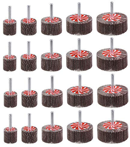 Mixiflor 20 Pcs 5 Sizes 60/80/120/240 Grits Abrasive Flap Wheel Sander, 1/4 Inch Shank Flap Wheels for Drill, Die Grinder Flap Wheel,Flap Wheel Sander for Drill