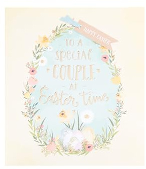 UK Greetings | Easter Card for A Special Couple | Her/Him | Floral Eggs Design | With Envelope | 15.9 x 18.4 cm