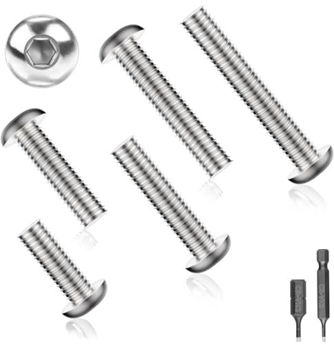 150 PCS Vis à Tête Plate à Six Pans Creux Filetage Complet M3 x 12 Vis à Tête Bombée Acier Inoxydable Ronde Hexagonale Filetée Fraisée avec 2 H2.5 Embouts à Six Pans Creux(Argent)