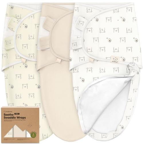 Baby Swaddle Sleep Sacks with Zipper - 3-Pack Swaddles for Newborns 0-3 Months, Infant, Baby Girls, Boys, Soft & Durable Newborn Sleep Sack, Easy Diaper Change Swaddling Blanket (Bumble Bear, OS)