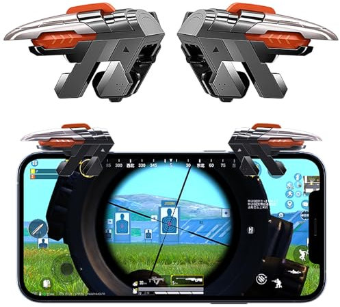 Ozkak Mobile Controller Handy 4 Triggers Joystick Gaming Gadgets L1R1 L2R2 Auslöser für PUBG COD Kompatibel mit iPhone Smartphone Android iOS, Metall-Flügel