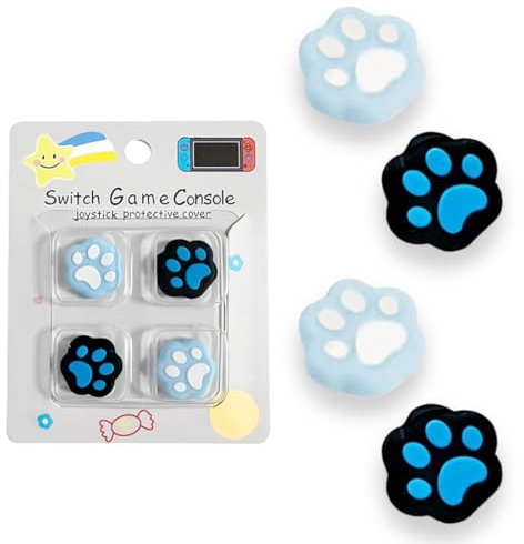 Copri Analogici per Nintendo Switch/OLED Joycon,Cover Levette Analogiche Joystick Thumb Grip cap in Silicone per Nintendo Switch Lite (Zampa di Gatto Blu)