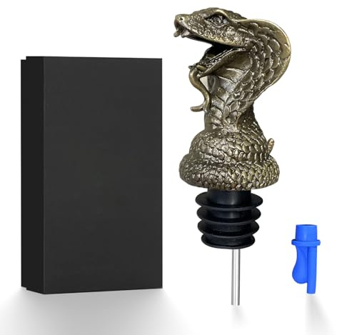 REMMUSSS Flaskhällare, 2-i-1 skallerorm för vinflaskor, zinklegering alkoholhäll, bar tillbehör plugg present man födelsedag vänner, silver