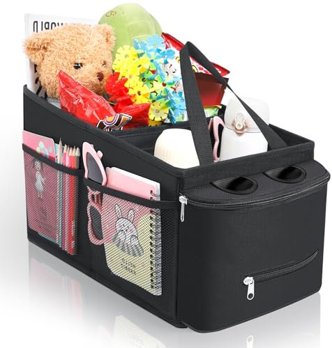 Romon Organizer Auto, Organizer Bagagliaio Autos Sedile Anteriore Posteriore Car Organizers Bambini per Caddy con Divisorio, Maniglie e Tasche Multiple in Rete per Giocattoli Libri Snack Tablet
