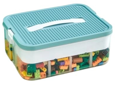 B2R Boite de rangement jouet enfant – 1 niveau empilable pour Lego – Organiseur plastique avec couvercle et poignée – Idéal pour jouets, petites pièces – Chambre, école, voyage