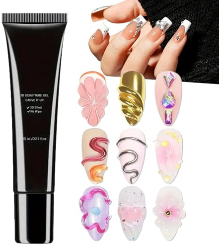 Nail Glue – Thick 3d Nail Gel | Sculpting Gel for Nails with Precision Control | Effect Powder Modeling Glue | Naiil Art Strong Wash-Free Diamond Gllue for Long-Lasting Designs