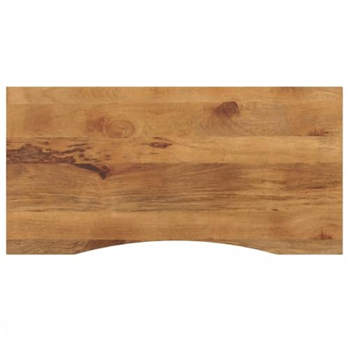Hoopleep Skrivbordsskiva i massivt trä med utskärning, 110 x 50 x 2,5 cm, mangoträplatta, naturlig finish, mångsidig bordsskiva för kontor och matsal, robust skrivbord i trä