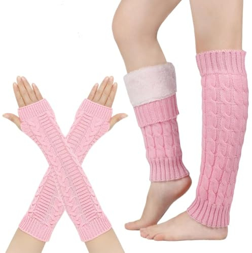 Calentador De Piernas De Punto Para Mujeres,Leg Warmers Elasticidad Calentadores De Piernas De Punto Invierno Calentadores Ballet Niña Calentadores De Piernas De Punto Para Mujeres Y Niñas Rosa