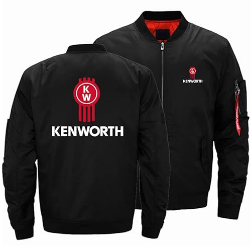 WDOZHGF Baseballjacka för män med ståkrage klassisk pilotstil Kenw_orth sportkläder ledig långärmad, svart, 5XL