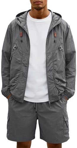 Conjunto Verano Hombre Chaqueta E Pantalones Cortos Protección Solar Manga Larga Conjunto Hombre Verano Basicas Casual