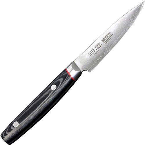 Kanetsugu Petty - Cuchillo universal de cocina, cuchillo de chef, cuchillo de carne, cuchillo multiusos y cuchillo japonés VG-10 Super acero, 66 capas de acero de Damasco y hoja de 90 mm