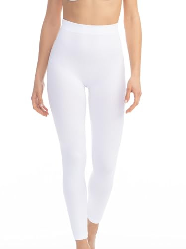 FarmaCell 133 (Bianco, S/M) Leggings Anticellulite Donna Massaggianti a Vita Alta, Made in Italy