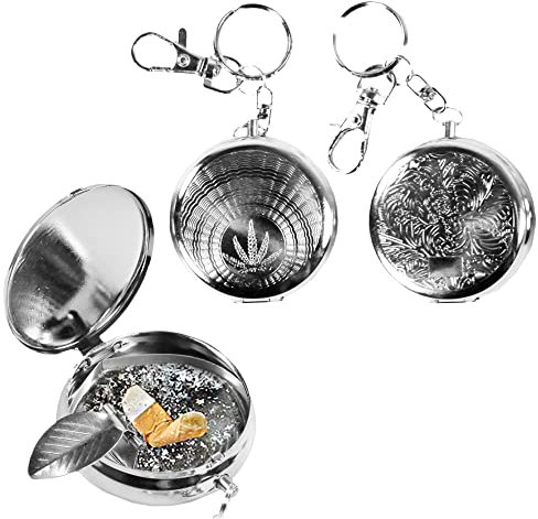 com-four® 3x Taschenaschenbecher - Geschlossener Zigaretten-Taschenascher - Mini-Aschenbecher als Schlüsselanhänger [Auswahl variiert] (1x 3er Pack)