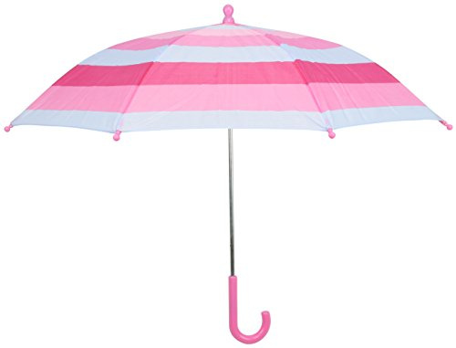 Drizzles Childrens Multi Striped Umbrella with Crook Handle Pink