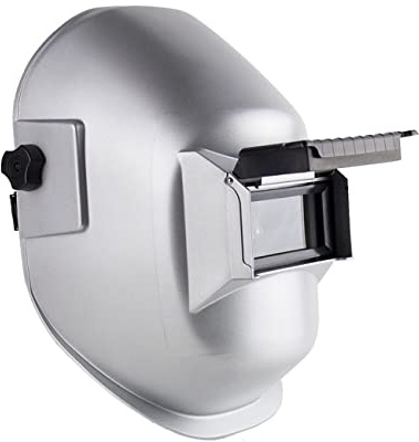 Sellstrom Lightweight, Super Tuff Nylon Shell and Rachet Headgear Welding Helmet with 4-1/4 x 2 Sel-Snap Lift Front, Silver Coated, S29311