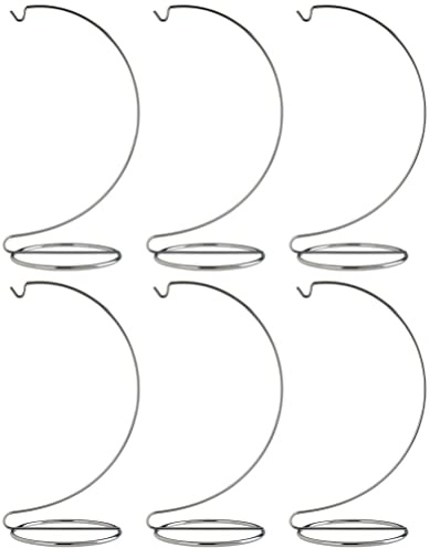 Creative Hobbies® 10 Inch Tall Silver Chrome Wire Ornament Display Hanger Stands for Displaying Christmas Ornaments, Glass Terrariums | Pack of 6 Stands