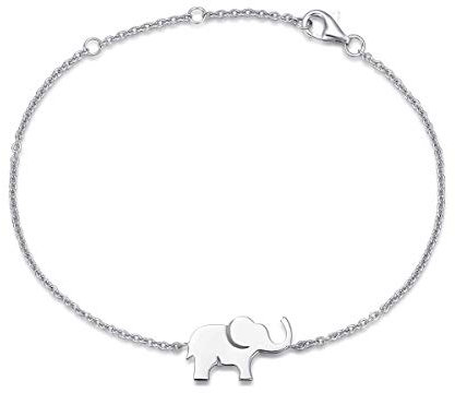 FANCIME Elefant Armband Schmuck für Damen Mädchen Kinder 925 Sterling Silber Weiß Vergoldet - Verstellbar Armkette 15 + 3 cm