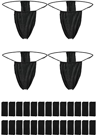 ASTER 50 Piece Disposable Thong Panties - Non-woven Thong Disposable T Strap Thong Bikini Panties for Spray Tanning and Spa - Black