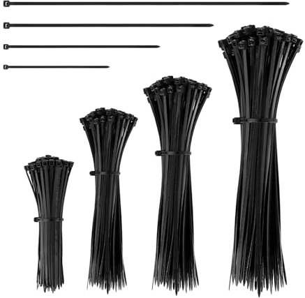 AiQInu Serre Cable Plastique 200 Pièces,100/150/200/300mmx3mm Collier de Serrage Noir,Professionnelles Attache Câble Nylon Plastique Souple et Robuste Resistant à La Traction De 21kg