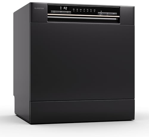 Klarstein Lavastoviglie 8 Coperti, Lavastoviglie Libera Installazione Silenziosa con 6 Programmi di Lavaggio, Mini Lavastoviglie Piccola, Lavastoviglie Mini da Tavolo Compatta e Facile da Installare