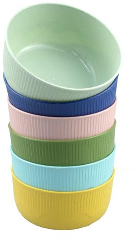 YunBey Müslischale Groß 6 Stück Suppenschüssel set Plastikschüssel Wiederverwendbar Salatschüsseln Camping Schüssel für Kinder und Erwachesene Besteck für Suppe Müsli Ramen Salat