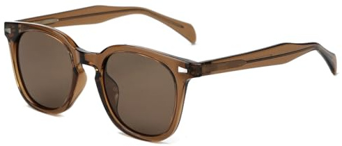 moomoobird Occhiali da sole polarizzati TR90 montatura quadrata occhiali da sole per uomini donne occhiali moda UV400, marrone, L