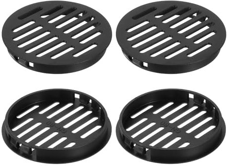 QUARKZMAN 4Pcs Grille de Ventilation Ronde en Plastique, Diamètre Encastrement 80mm Hauteur 11.3mm Grille d'aération, Bouches d'aération pour Armoire Plafond Mur Fenêtre Radiateur, Noir
