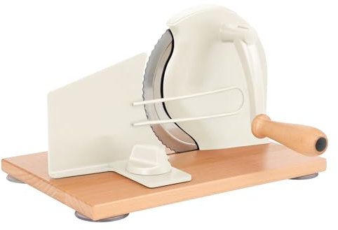 CAWIU Manual Bread Slicer with Hand Crank- Adjustable Thickness Bread Cutter for Even Slices, Perfect for Homemade Sourdough, Sandwich, and More, Cream