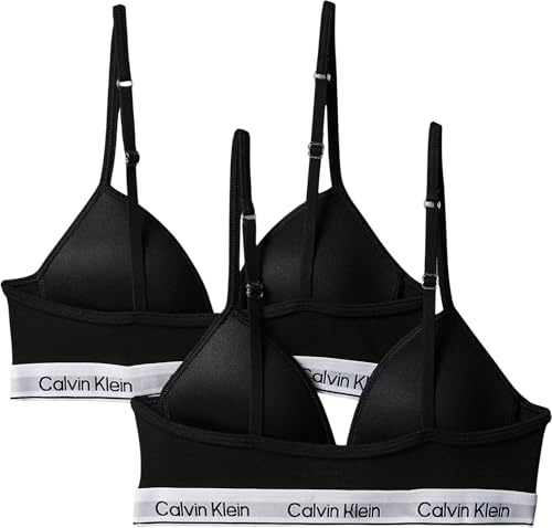 Calvin Klein Mädchen 2er Pack BH Bralettes Triangel, Schwarz (Pvhblack/Pvhblack), 14-16 Jahre