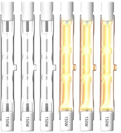 MouMouPurr 6-Pack R7S 78mm Halogen Bulbs, 78mm 150W T3 Double Ended J-Type, Dimmable 230V, 1500lm, 360°Beam Angle, Warm White 2700K, for Landscape Lights, Floor Lamps