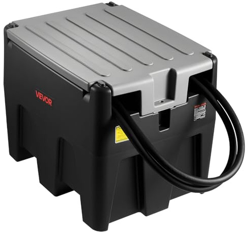 VEVOR Serbatoio per Diesel Portatile Capacità 220 Litri, Serbatoio per Carburante con Pompa di Trasferimento Elettrica da 12 V Potenza 140W, Lunghezza Cavo Alimentazione 3,9m, Nero