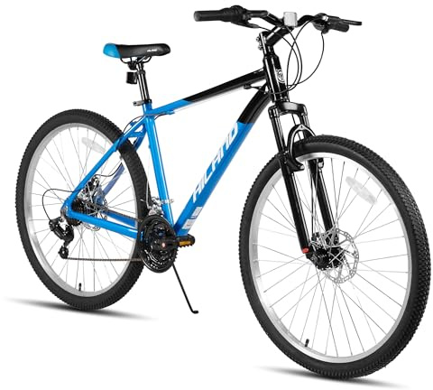 Hiland 26 Inch Mountain Bike for Adult, 18 Speed Mens Womens MTB with Disc Brakes, Mountain Bike with Suspension Fork, Blue