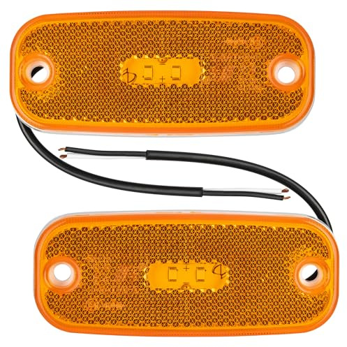 AUTOLIGHT 24 2x LED Seitenmarkierungsleuchte Orange 12–24V mit E-Prüfzeichen – Begrenzungsleuchten für PKW LKW Anhänger Wohnmobil Traktor – Robustes Gehäuse, einfache Montage