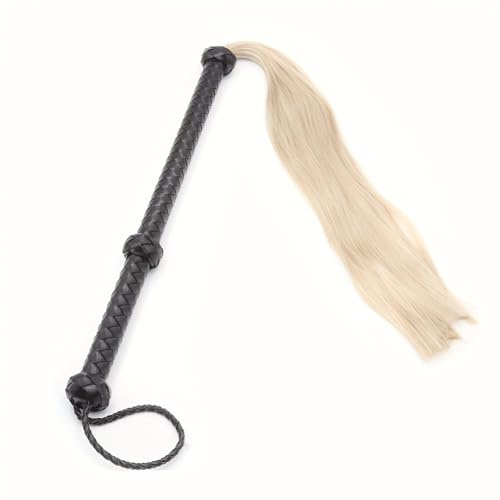 Frewurwer Equestrian Riding Horse Whip Leather Whip Flogger Training Crop for Horseback Riding, Show, Jumping Control