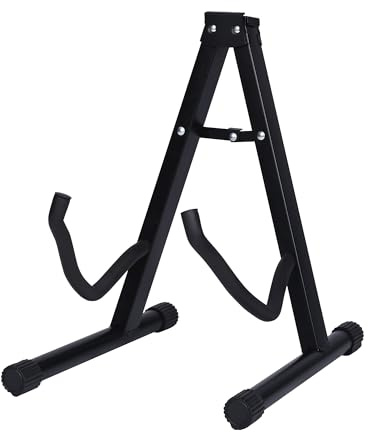 Soporte de suelo para guitarra plegable | Base tipo A con estructura metálica, acolchado protector y patas antideslizantes | Compatible con guitarras acústicas, eléctricas, clásicas y bajos