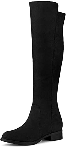 Allegra K Women's Side Zipper Chunky Heel Knee High Boots | Faux Suede Vamp, TPR Outsole, Chunky Heel, Comfortable Heel, Dating Ready, Side Zipper for Easy On Off