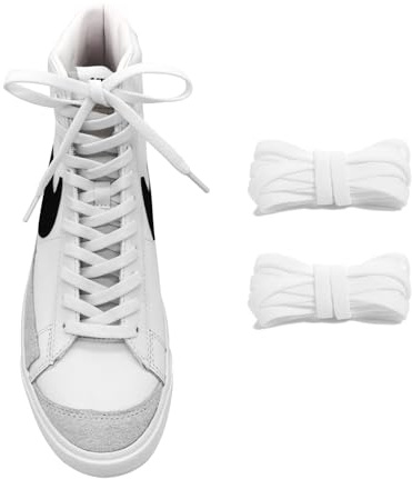 UamGlsob Lacets plats élastiques 8 mm pour chaussure, longs Lacets extensibles de rechange, stretchy laces pour montante baskets (White, 54/140cm)