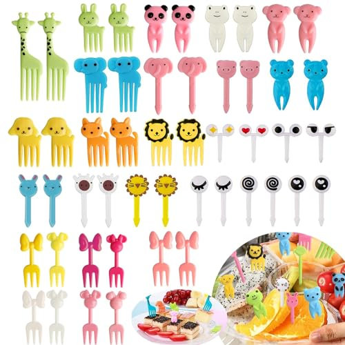 Neodtx Food Picks Kinder 60 Stk Tiere Augen Obstspieße Piekser Fingerfood Mini Gabeln Obstgabeln Brotdose Zubehör Obst Zahnstocher Für Dessert Obst Kinderparty Weihnachten