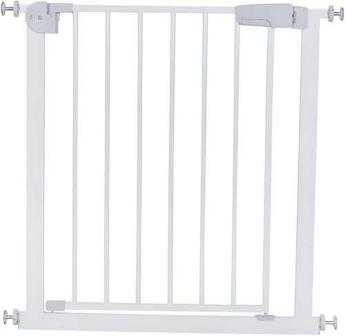 Zanbeel Baby Safety Gate, Pet Dog Barrier, Auto Close Stair Gate, Pressure Fit Baby or Dog Gate, Self Closing Toddler & Baby Gate, Baby Safety Gate, Stairs & Doorways, Child Gate, 75-82cm (White)