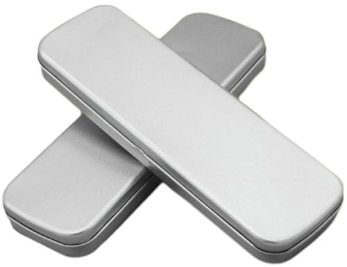 Dinntty Estuches De Metal para Bolígrafos, Cajas De Lápices De Estaño Esmerilado En, Cajas para Envolver Bolígrafos, Cajas De Almacenamiento De Hojalata Portátiles, Organizador De Papelería, 2 Uds.
