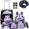 5tlg Kinderkoffer Set mit Rucksack, Kinder Reisekoffer mit Rucksack, Reisetasche für Kinder, Nackenkissen & Kofferanhänger, Reisetrolley mit Rollen für kinder Hartschalenkoffer für Jungen und Mädchen