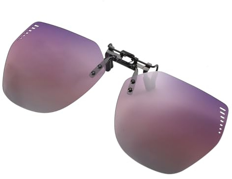 Long Keeper Clip Occhialia da Sole Polarizzati Clip On Occhiali per Uomo Donna Poligono Senza Montatura Lenti da Sole Sovrapponibili per Occhiali da Vista (Viola Grigio)