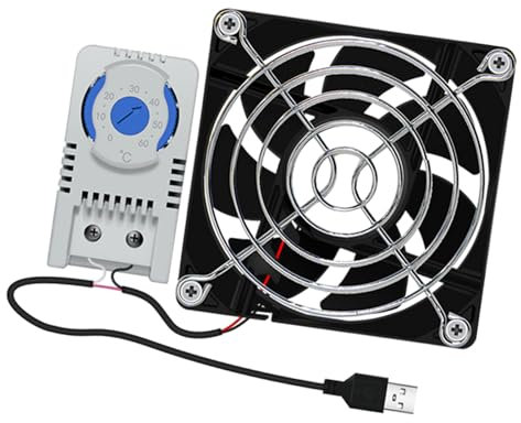 Ruarby Sistemas de ventilador de refrigeración silenciosos USB de 80 mm con control de temperatura ajustable de 0 a 60 ℃ para casa de cine en casa