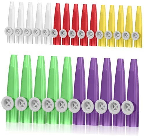 Kazoos Lot de 20 en Plastique Colorés pour Garçon et Filles, Débutants | Jouet Musical Léger, Jeu Interactif à Maison, Facile à Transporter, pour Garçons et Filles