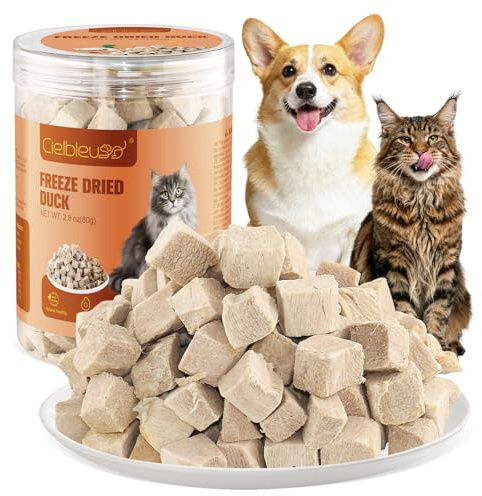 Snack liofilizzato per Gatti, 80g Snack Iiofilizzati All'anatra per Cani e Gatti, Petto D'anatra 100% ad Alto Contenuto Proteico
