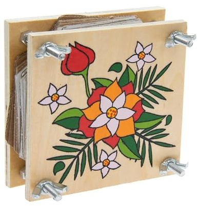 eMKay® Retro Flower Press – Wooden Flower Presser Kit (11x11x6cm) – Classic Craft Activity Toy for Kids and Adults – Vintage Nature Gift & Educational Fun