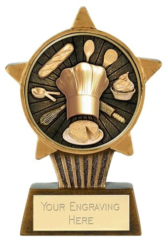 TROPHIESPLUSMEDALS Baking Mini Star Trophy | 10cm Resin Small Star Trophy Cup for Baking Competitions & Baking Awards | Personalised Mini Trophy Prize | Durable Resin Baking Trophies